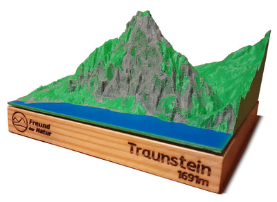 Der Wächter des Salzkammerguts | Bergreliefmodell Traunstein (1691m) | mit Holzsockel
