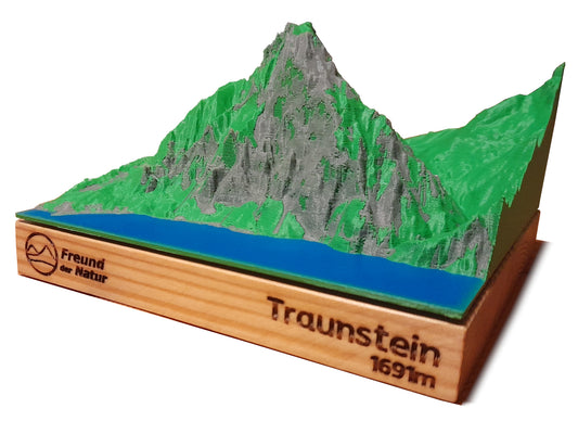 Der Wächter des Salzkammerguts | Bergreliefmodell Traunstein (1691m) | mit Holzsockel