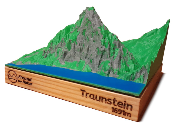 Der Wächter des Salzkammerguts | Bergreliefmodell Traunstein (1691m) | mit Holzsockel